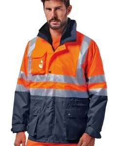 Giaccone triplo uso alta visibilità arancione/blu