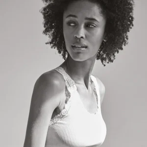 Canotta a Costine con Pizzo in lana seta