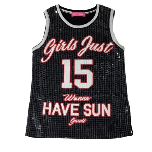 MAGLIA smanicata con paillettes e stampa a contrasto 15