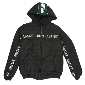 GIUBBOTTO BAMBINO CON CAPPUCCIO STAMPA ADALET CONTRASTO