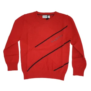 PULLOVER JUNIOR BYBLOS ROSSO CON LOGO OBLIQUO STAMPATO