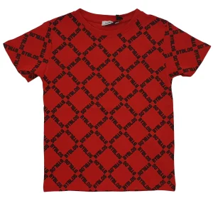 T-shirt bambino Byblos primaverile rossa con rombi
