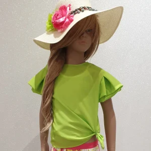 Camicia bambina verde fluo con maniche larghe