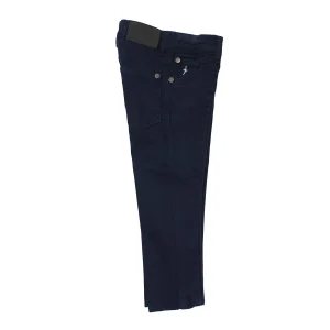 Pantalone bambino blu paciotti linea stretta con logo ricamato