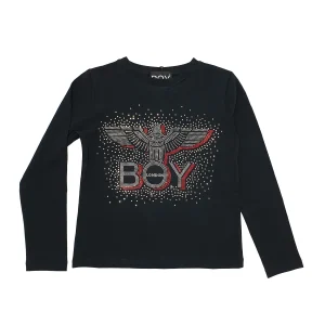 Maglia manica lunga Boy London con logo con strass multicolor