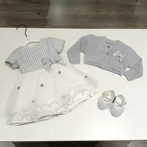 VESTITO BATTESIMO completo di coprispalle e scarpe coordinate