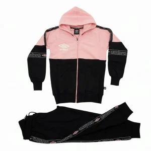 Tuta bambina bicolore con zip e cappuccio