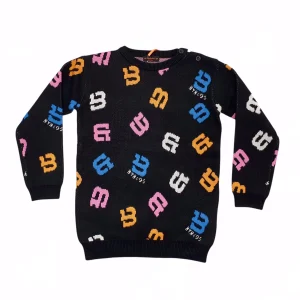 Maxi pullover fondo nero con multi color