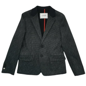 Giacca bambino punto milano con collo a contrasto