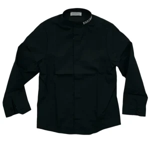 Camicia bambino collo coreana con logo a contrasto