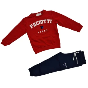 Tuta bambino felpata con logo Paciotti e pantalone a contrasto