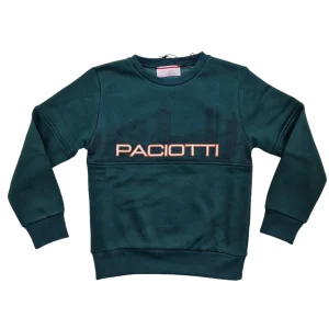 Felpa bambino invernale con stampa grattacieli e logo a contrasto