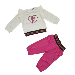 Tuta bambina felpata con rouge su maniche cuore Laura Biagiotti