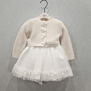 Vestito bambina pois tulle con coprispalle e scarpe coordinate