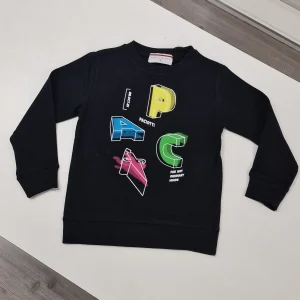 Felpa bambino garzata con stampa paciotti multi colore