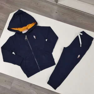 Tuta bambino garzata con cappuccio e logo retro