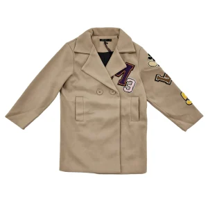 Cappotto bambina beige con patch applicati