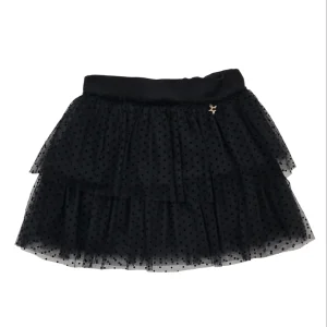 Gonna bambina in tulle a balze con pois