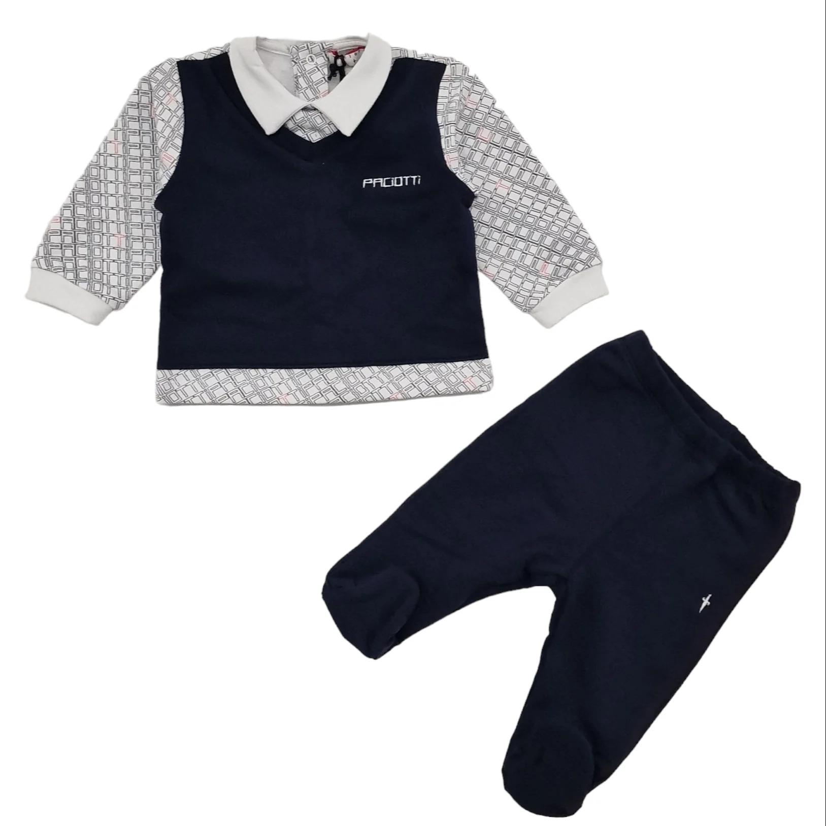 Completo neonato felpato con finto gilet - immagine 3