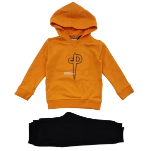 Tuta bambino felpata arancio con spada centrale