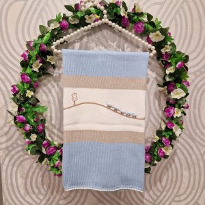 Coperta neonato 100% cotone con ricamo trenino