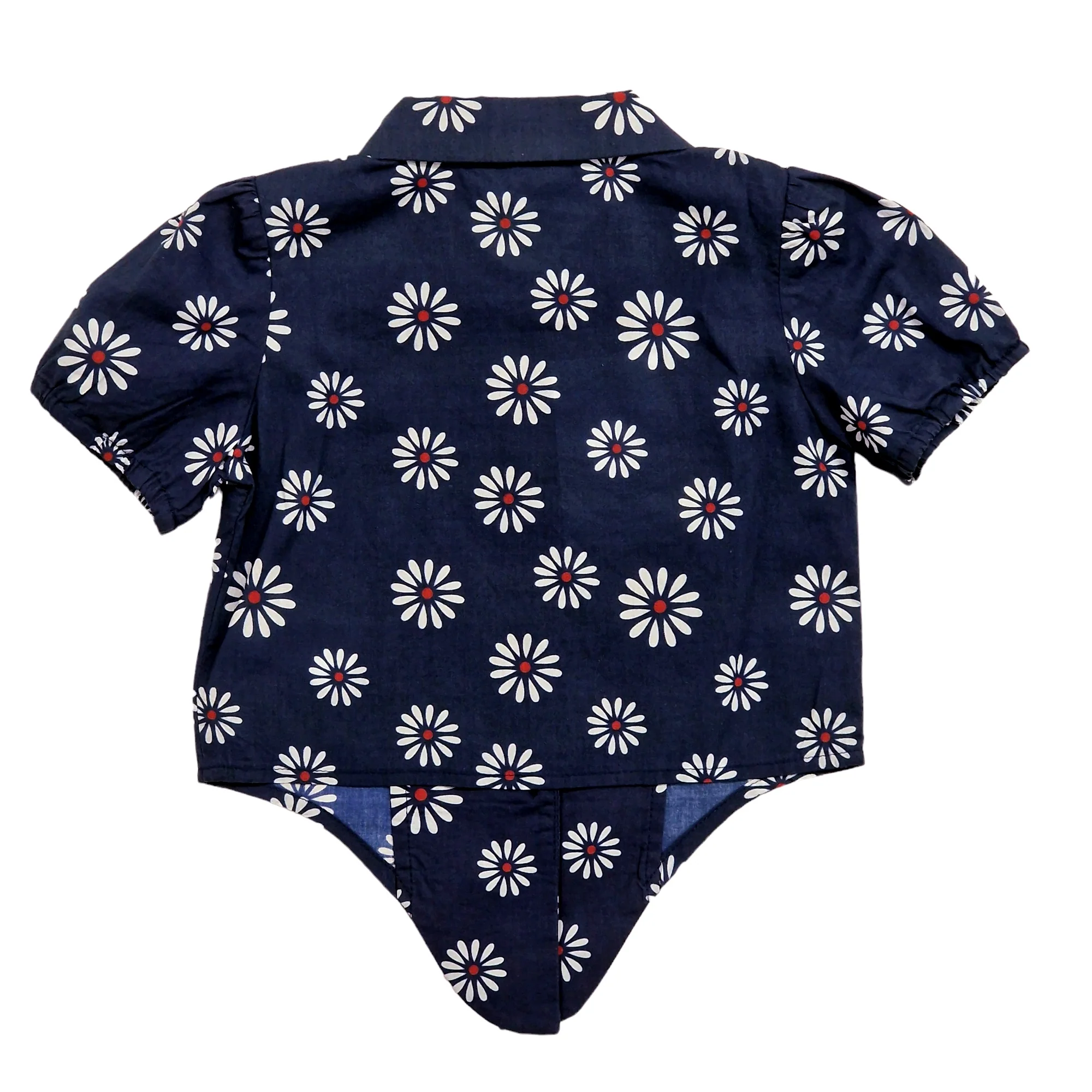 Camicia bambina in cotone fiori con nodo - immagine 3