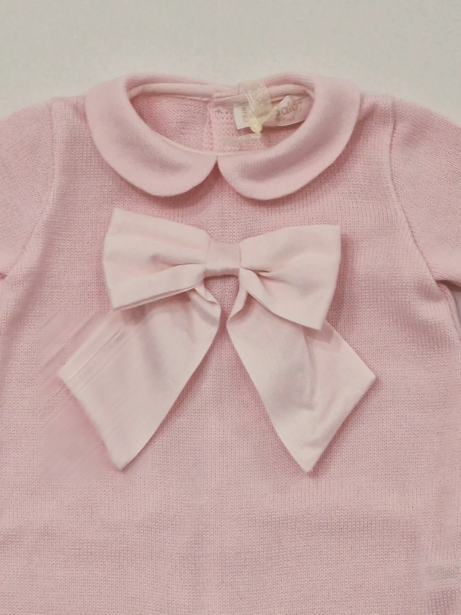 Tutina neonata 100% lana con fiocchetto BIMBALO' - immagine 4