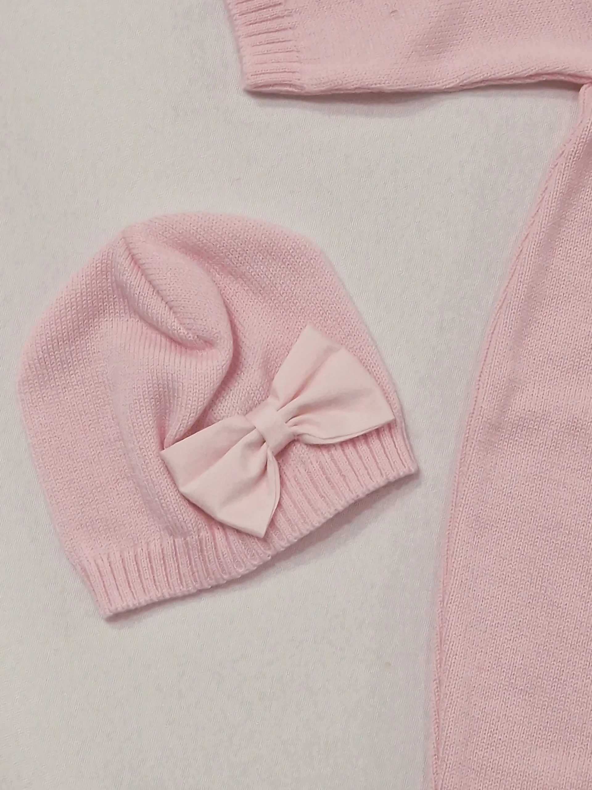 Tutina neonata 100% lana con fiocchetto BIMBALO' - immagine 3