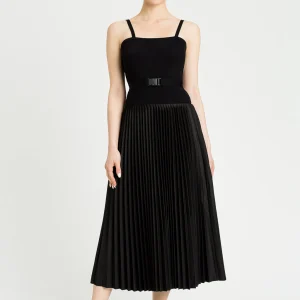 Abito lungo con gonna plissè