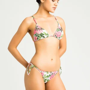 Bikini a triangolo con stampa e ricamo