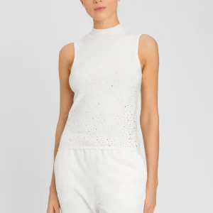 Top in maglia con strass in dégradé