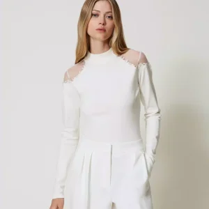 Lupetto con inserti di tulle