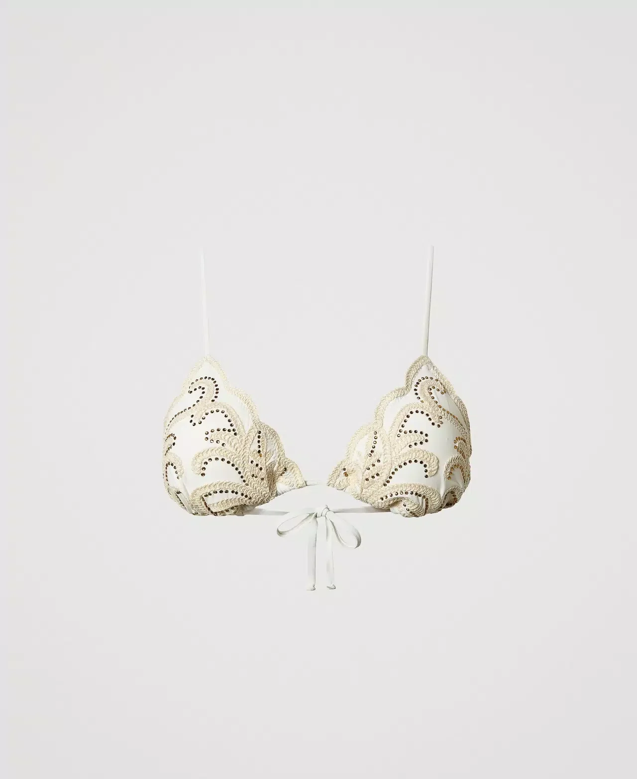Bikini a triangolo con ricamo e strass - immagine 6