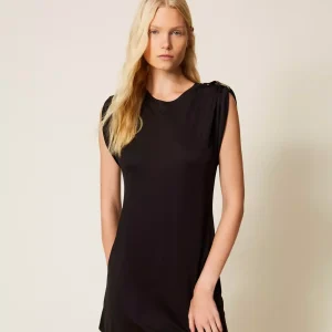 Abito corto con ricamo di paillettes