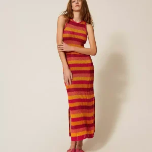 Abito lungo in maglia a righe
