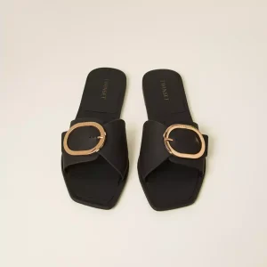 Sandali slide con fibbia logo