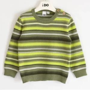 Pullover bambino multi righe in cotone caldo