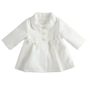 Cappotto bambina bianco con fiocchetti