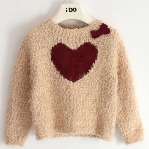 Pullover bambina con cuore sul davanti
