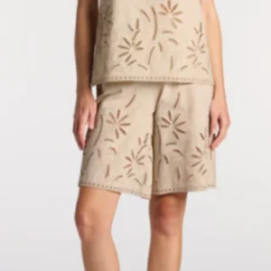 Bermuda in misto lino con intaglio