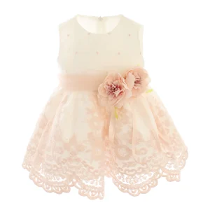 Battesimo Bambina cipria con scarpe coordinate