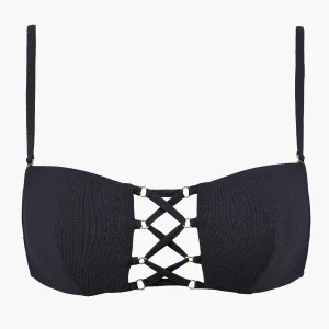 Summer Glow Bandeau bikini top Black Sand