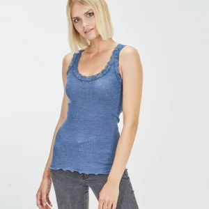 Canotta in Lana e Seta con pizzo