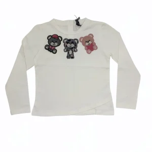 Maglia bambina in cotone caldo con ricamo orsetti