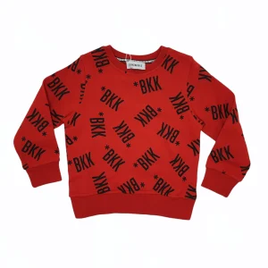 Felpa bambino rossa con stampa BKK a contrasto