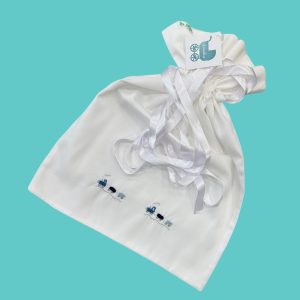 Sacca in rigatino con ricamo