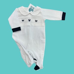 tutina in jersey di cotone ricamata