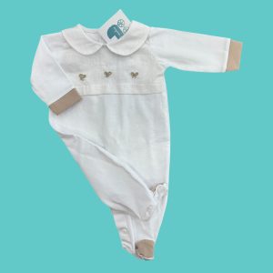 tutina in jersey di cotone ricamata