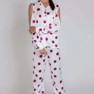 Pigiama donna in raso a pois