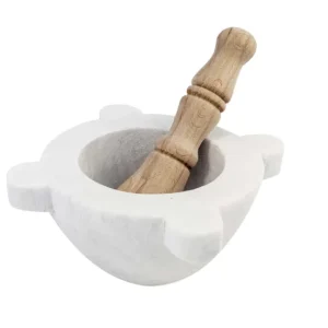 Mortaio Di Marmo Con Pestello Di Legno